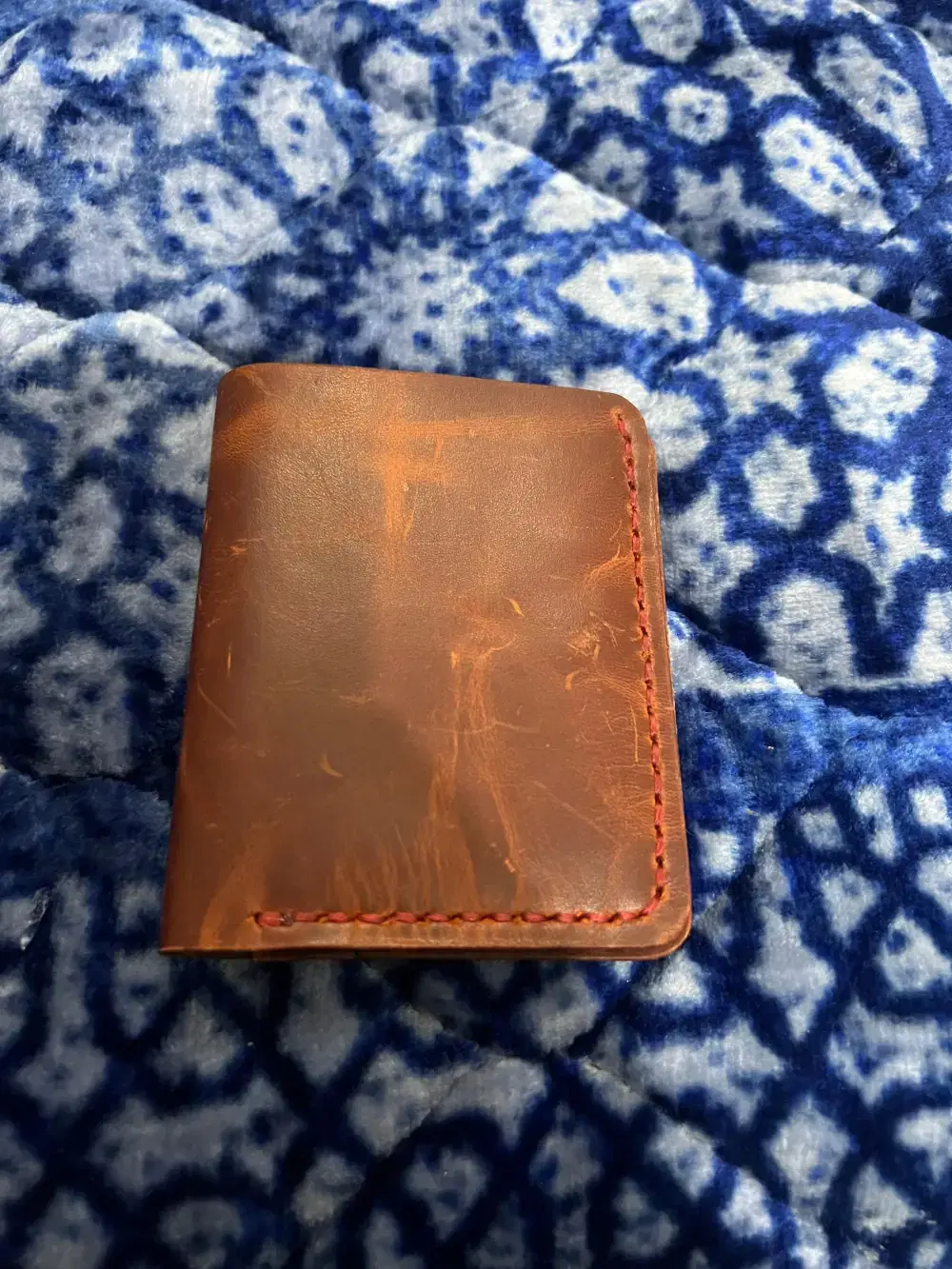 Wax Pull Up Bi-Fold Mini Wallet —  Brown leather product — leather product photo 2