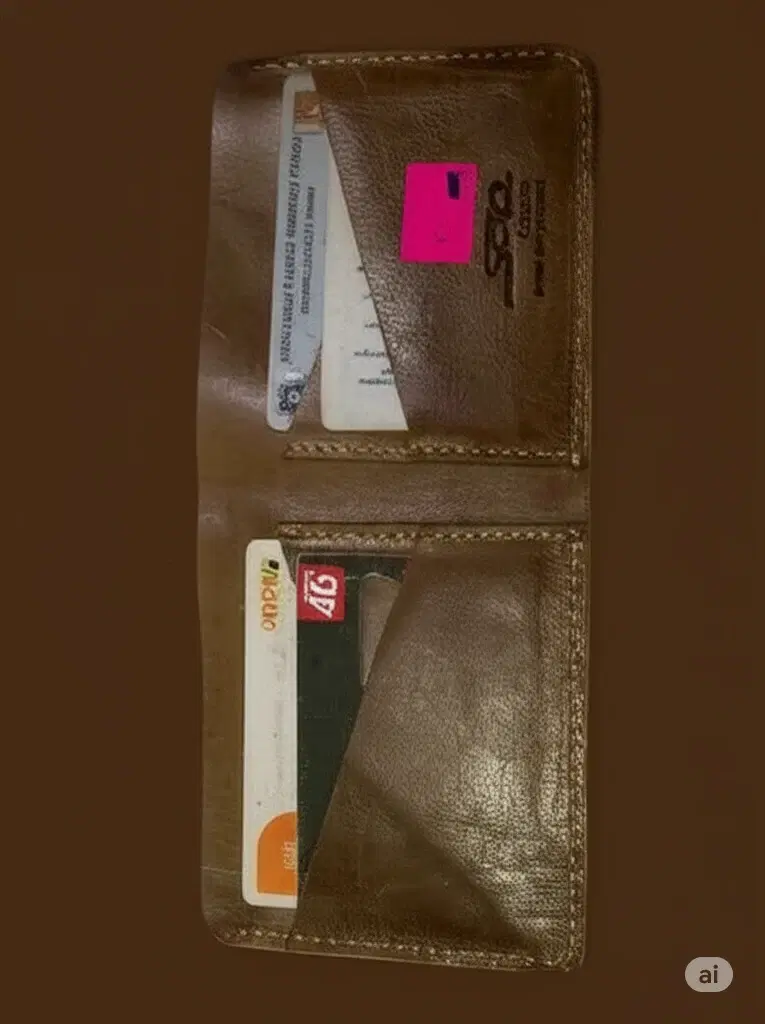 Bifold Leather Wallet —  Brown leather product — leather product photo 2