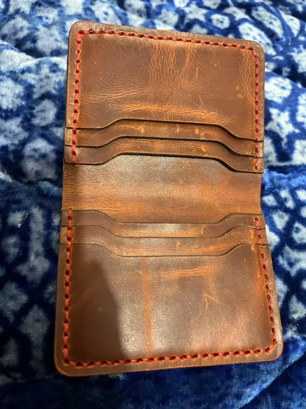 Wax Pull Up Bi-Fold Mini Wallet —  Brown leather product — leather product photo 1
