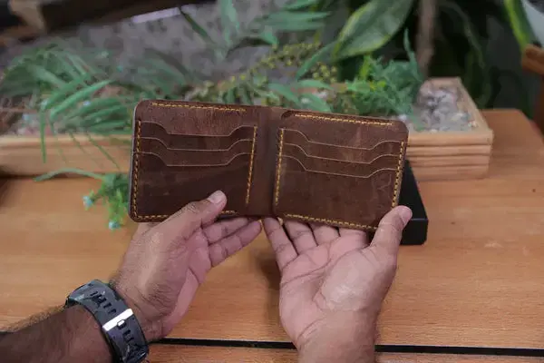 Laxioury Leather Wallet —  Brown leather product — leather product photo 1