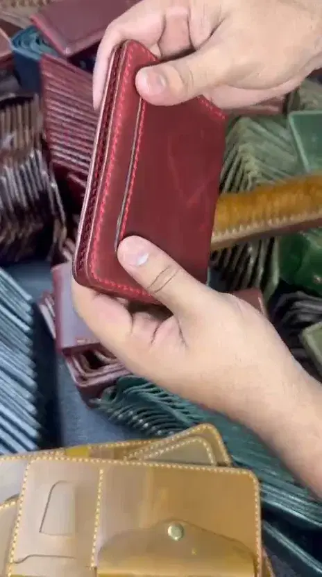 Burgundy Red-Stitch Quick-Access Bifold — leather product photo 5 of 6