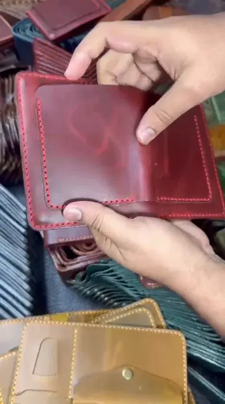Burgundy Red-Stitch Quick-Access Bifold — leather product photo 6 of 6