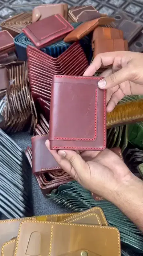 Burgundy Red-Stitch Quick-Access Bifold — leather product photo 1 of 6