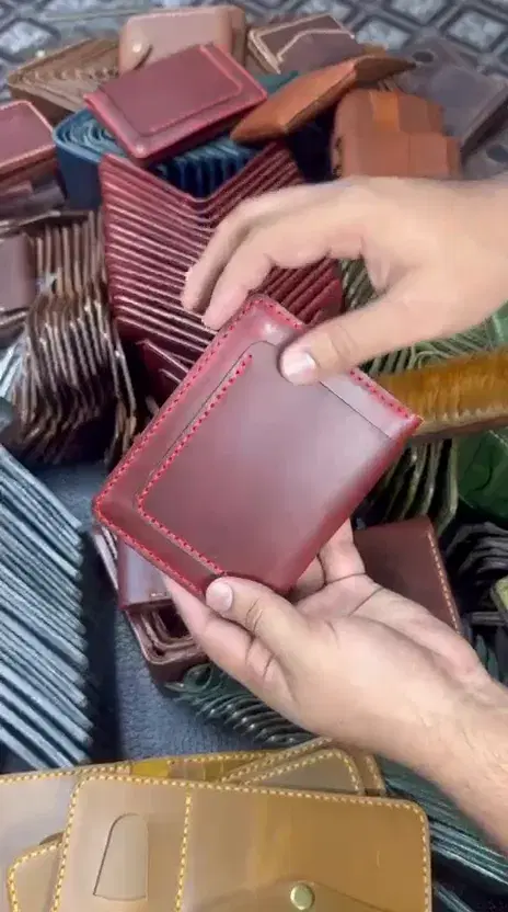 Burgundy Red-Stitch Quick-Access Bifold — leather product photo 3 of 6
