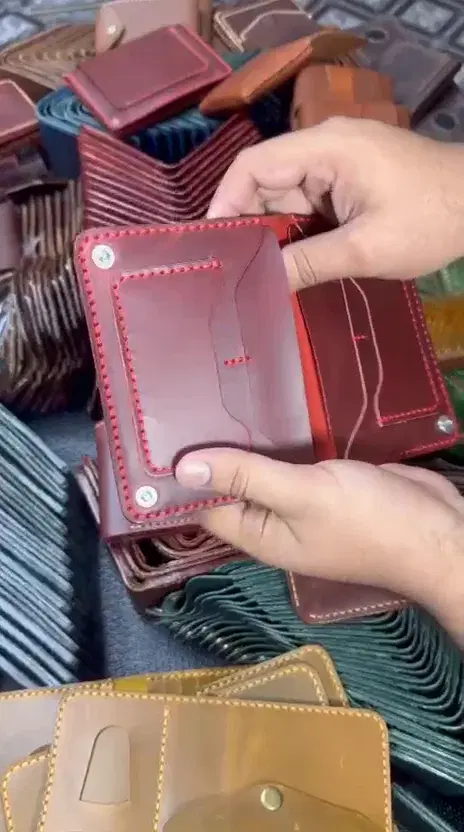 Burgundy Red-Stitch Quick-Access Bifold — leather product photo 2 of 6