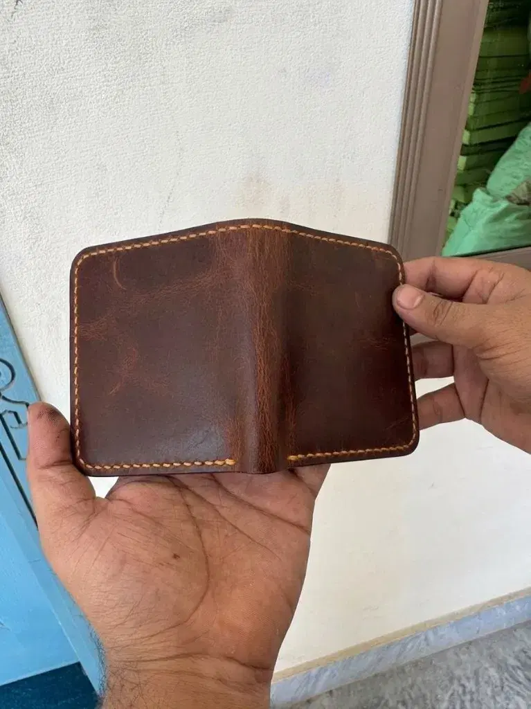 Chocolate Tan-Stitch Wave-Slot Bifold — leather product photo 3 of 3