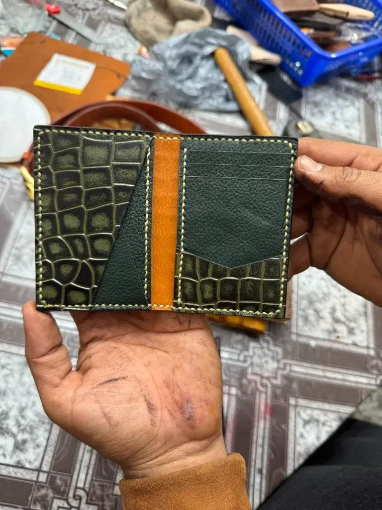 Forest Croc Orange-Spine Handcrafted Bifold — leather product photo 1 of 3