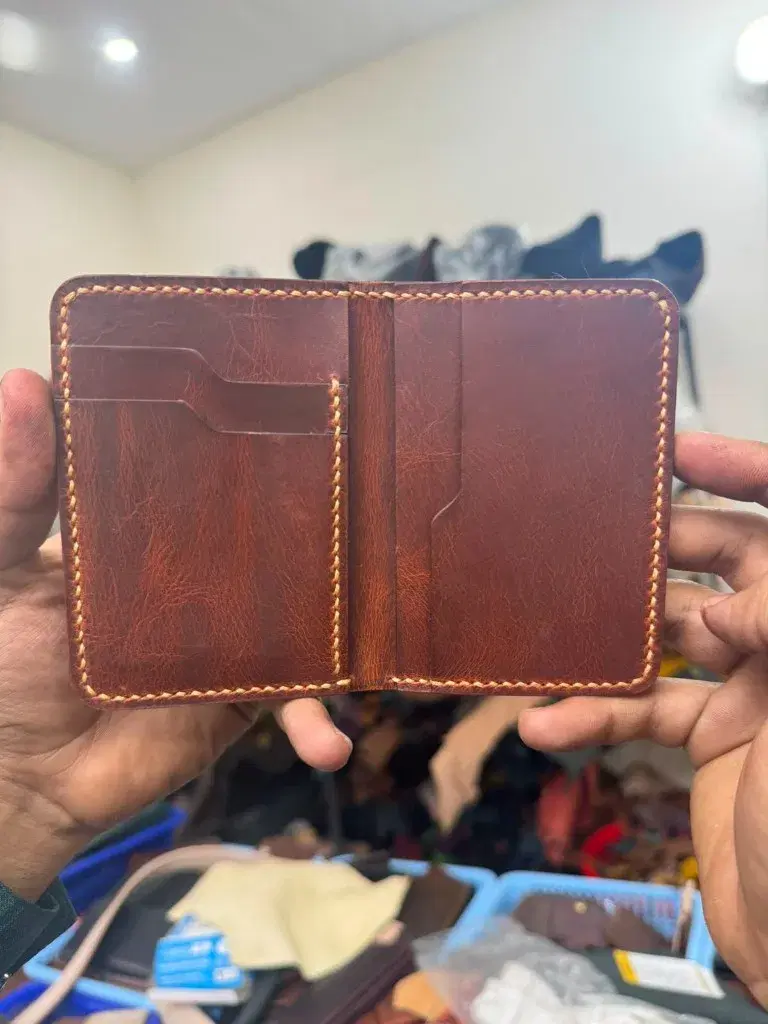Mahogany Cream-Stitch Handcrafted Bifold — leather product photo 1 of 3