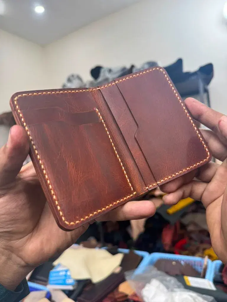 Mahogany Cream-Stitch Handcrafted Bifold — leather product photo 2 of 3