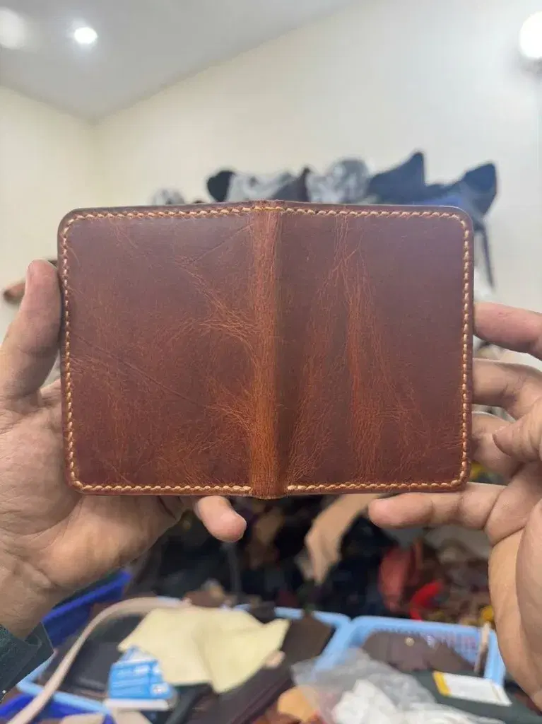 Mahogany Cream-Stitch Handcrafted Bifold — leather product photo 3 of 3