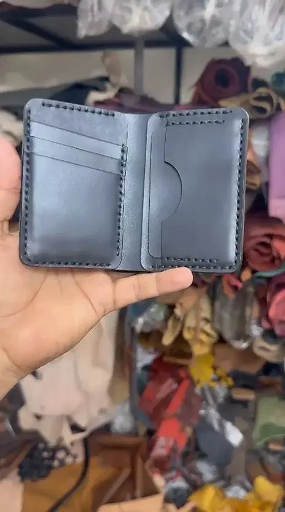 Matte Black Hand-Stitch Vertical Bifold — leather product photo 1 of 3