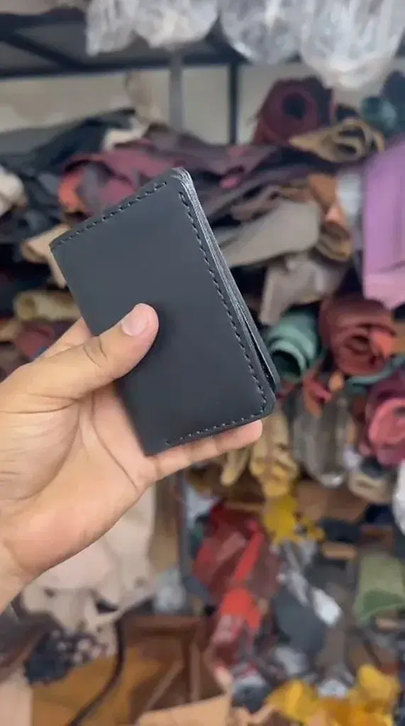 Matte Black Hand-Stitch Vertical Bifold — leather product photo 2 of 3