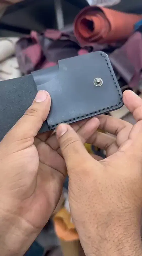 Matte Black Snap Flap Bifold — leather product photo 2 of 6