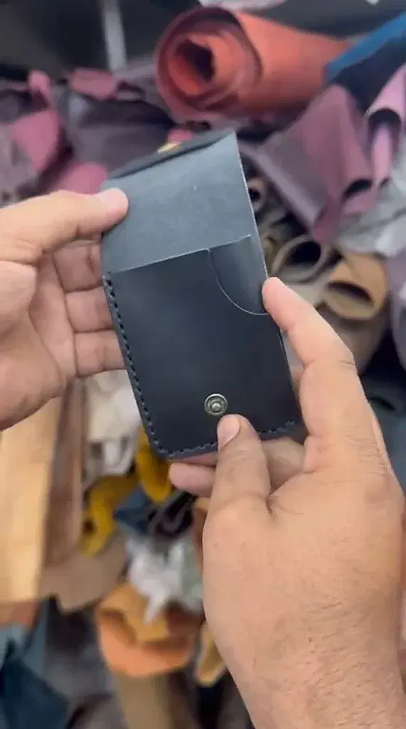 Matte Black Snap Flap Bifold — leather product photo 3 of 6