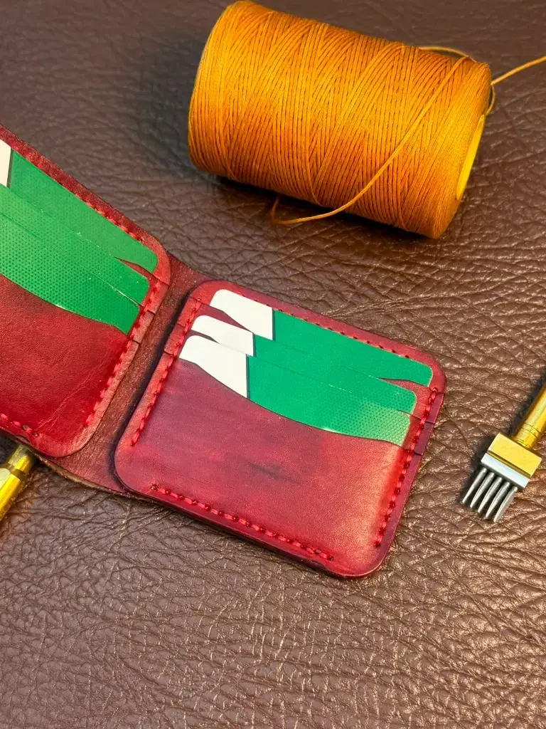 Oxblood Hand-Stitched Bifold Wallet — leather product photo 1 of 3