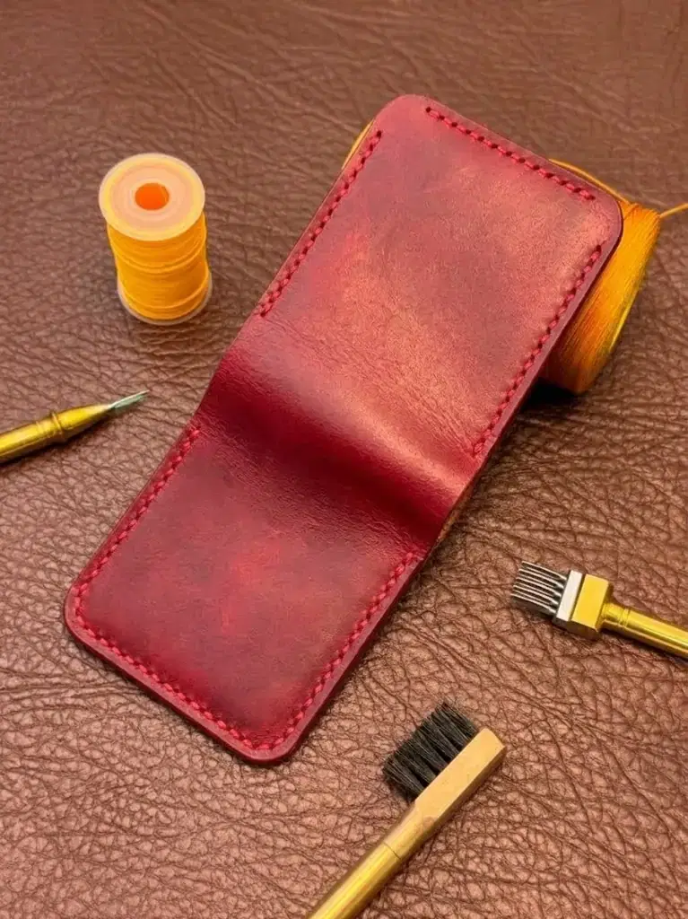 Oxblood Hand-Stitched Bifold Wallet — leather product photo 2 of 3
