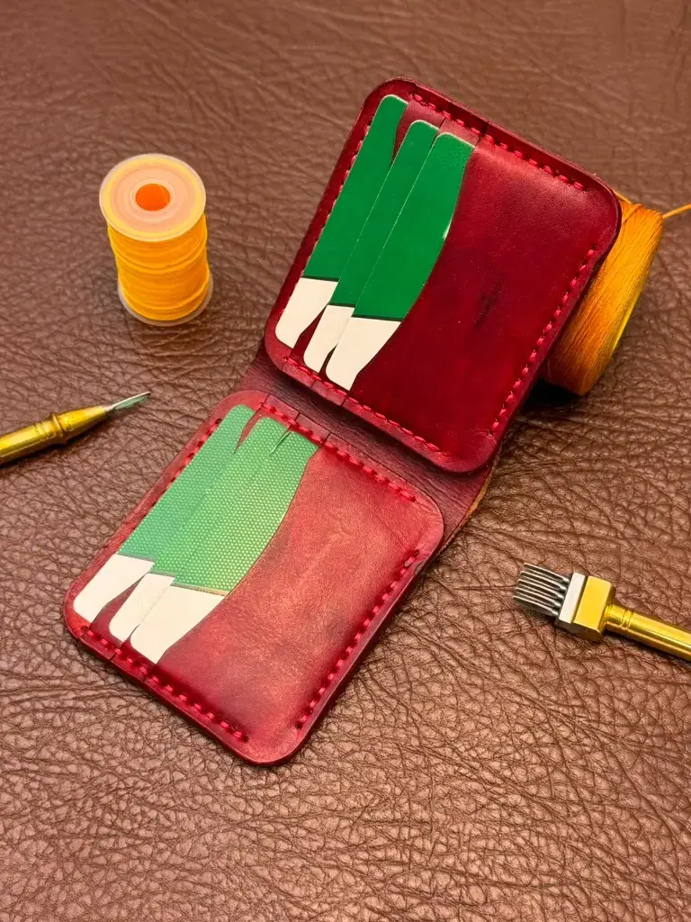 Oxblood Hand-Stitched Bifold Wallet — leather product photo 3 of 3
