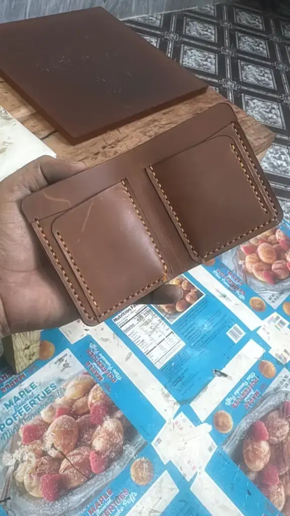 Tobacco Vertical Hand-Stitched Bifold — leather product photo 1 of 2