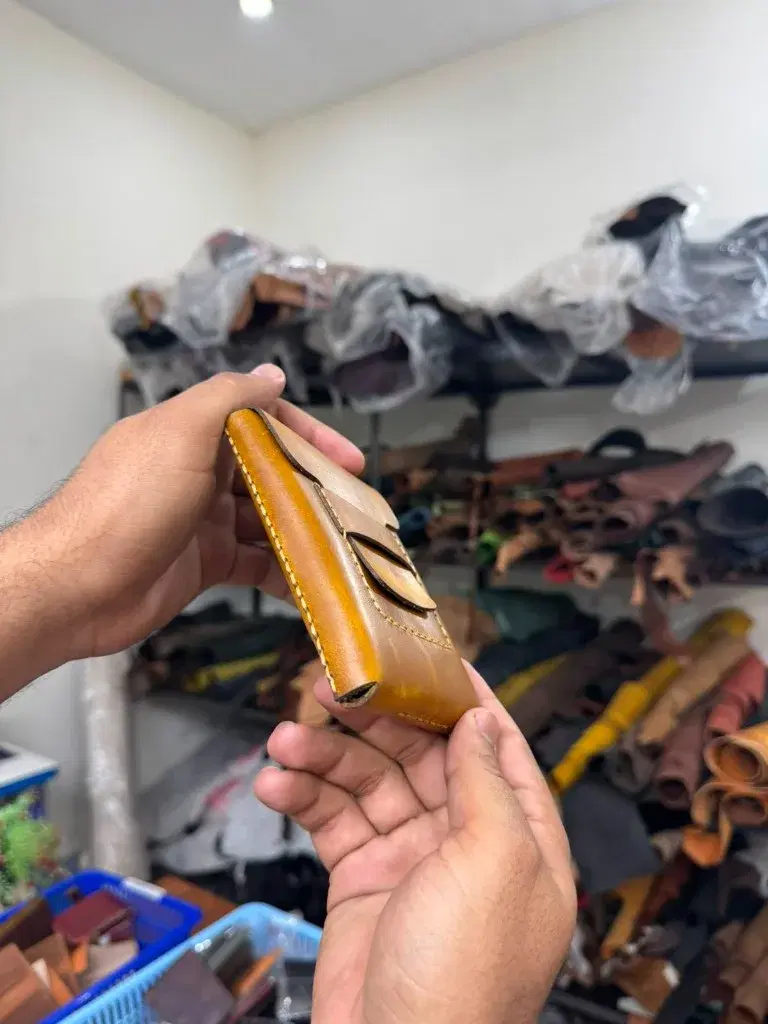 Honey Mustard Flap Card Holder —  Honey Mustard leather product — leather product photo 4