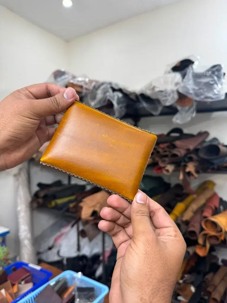 Honey Mustard Flap Card Holder —  Honey Mustard leather product — leather product photo 3