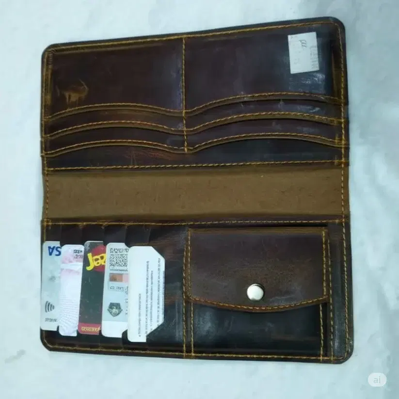 Leather Long Wallet —  Brown leather product — leather product photo 2