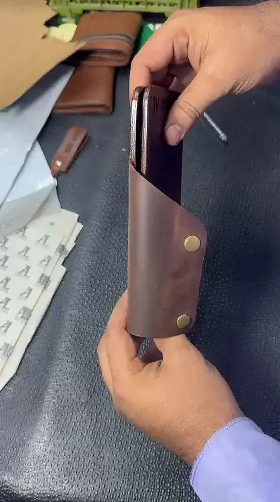 Chocolate Dual-Snap Traveler Long Wallet —  Chocolate Brown leather product — leather product photo 3