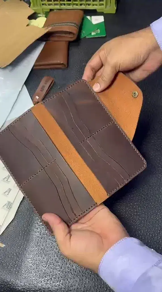 Chocolate Dual-Snap Traveler Long Wallet —  Chocolate Brown leather product — leather product photo 2
