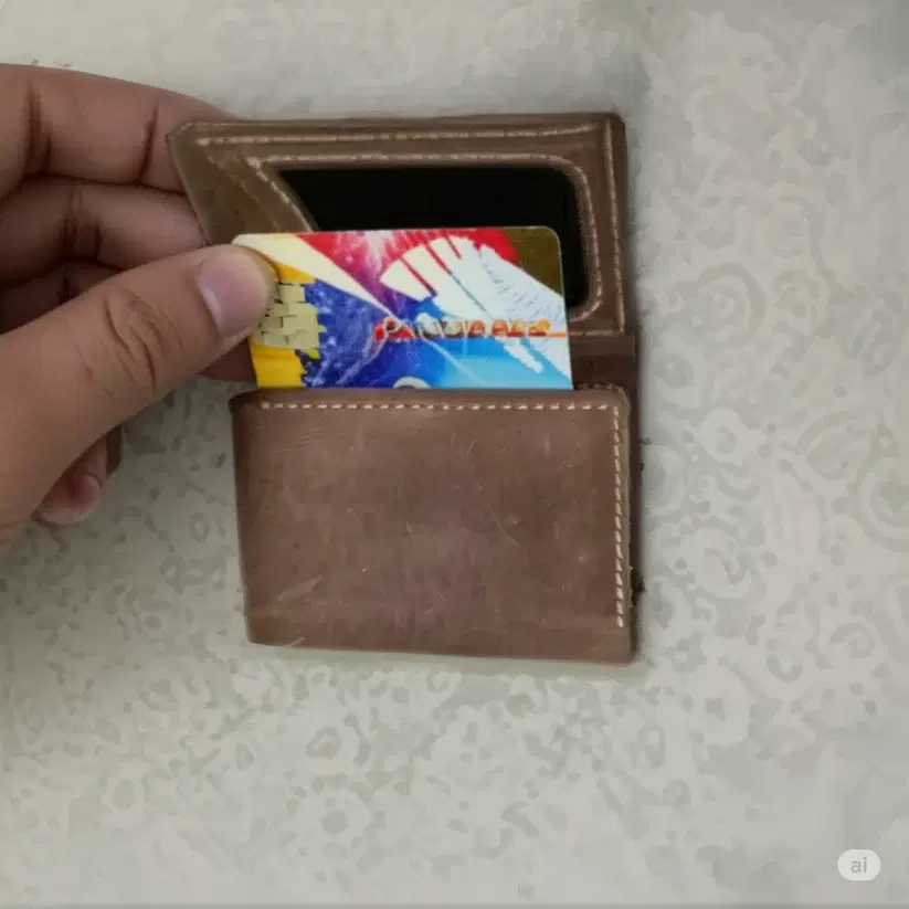 trifold Leather Wallet —  Grennish Brown leather product — leather product photo 1