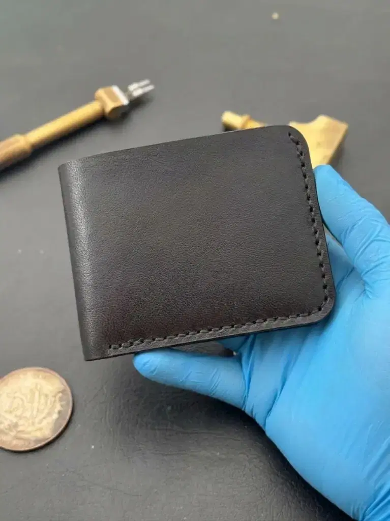 Black Minimal Hand-Stitched Bifold — leather product photo 2 of 2