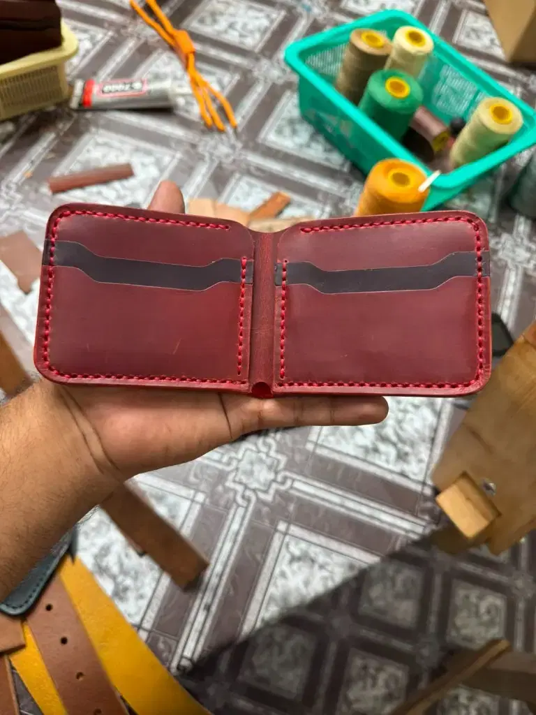 Burgundy Red Hand-Stitched Bifold — leather product photo 2 of 2