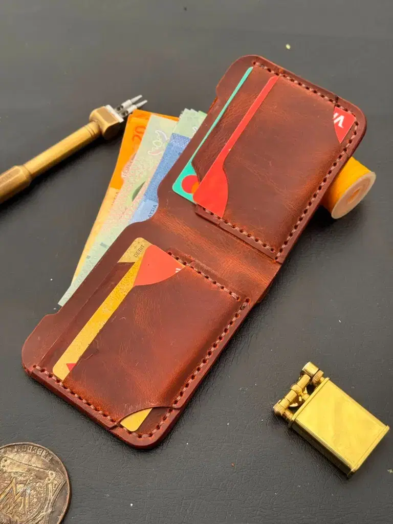 Cognac Curved-Slot Handcrafted Bifold — leather product photo 1 of 2