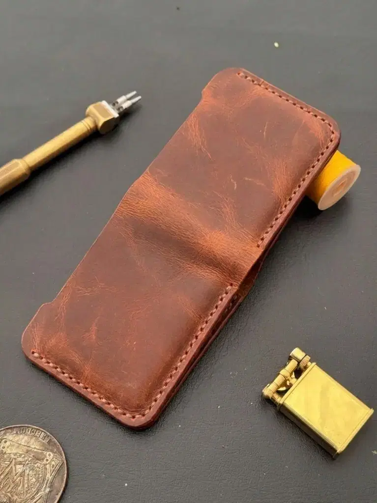 Cognac Curved-Slot Handcrafted Bifold — leather product photo 2 of 2