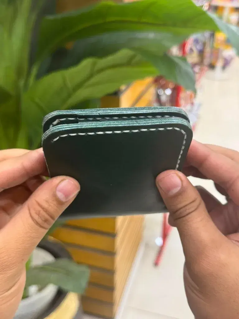 Forest Green White-Stitch Handcrafted Bifold — leather product photo 2 of 2