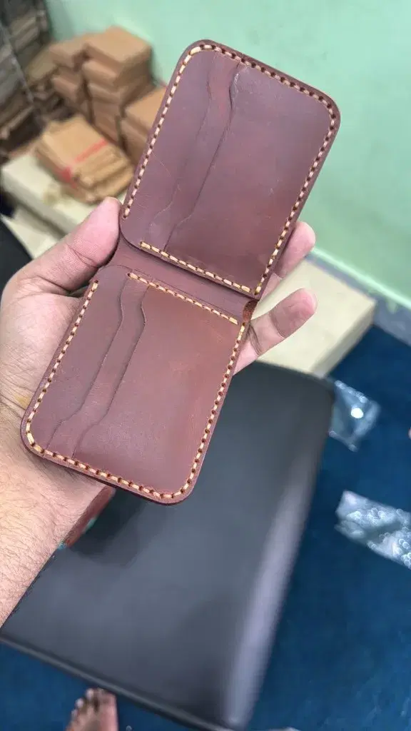 Russet Cream-Stitch Slim Bifold — leather product photo 1 of 2