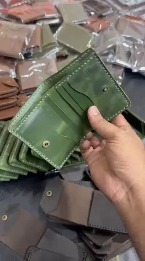 Olive Snap Distressed Card Holder — leather product photo 1 of 4